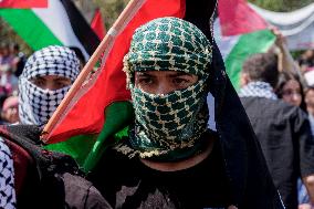 Palestinian community in Chile demonstrates against Israel's att